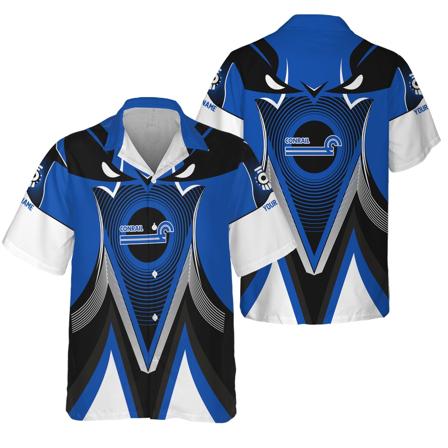 Railspirit Personalized Conrail Railroad Hawaiian Shirt Vibrant Graphic Pattern Shirt For Train Enthusiasts