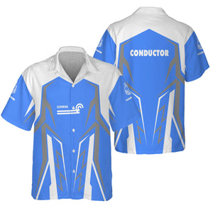 Railspirit Personalized Conrail Railroad Hawaiian Shirt Futuristic Design with Custom Job Train Shirt