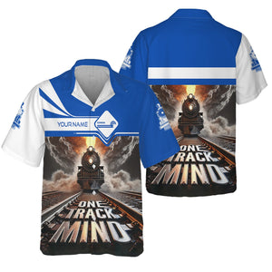 Railspirit Personalized Conrail Railroad Hawaiian Shirt One Track Mind Train Printed Shirt