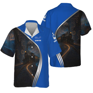 Railspirit Personalized Conrail Railroad Hawaiian Shirt Steampunk Locomotive with Custom Year Train Shirt