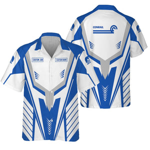 Railspirit Personalized Conrail Railroad Hawaiian Shirt Workwear-Inspired with Custom Position Train Shirt