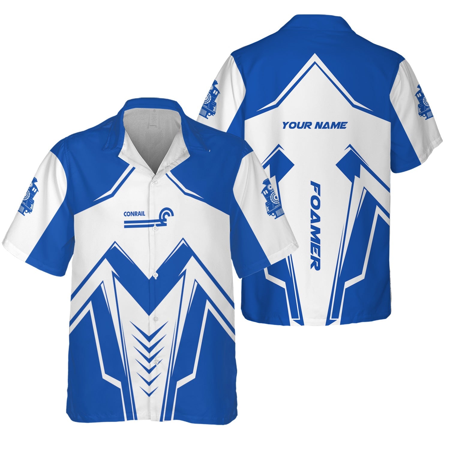 Railspirit Personalized Conrail Railroad Hawaiian Shirt Railway Trainspotter Style Shirt Gift Idea For Foamers