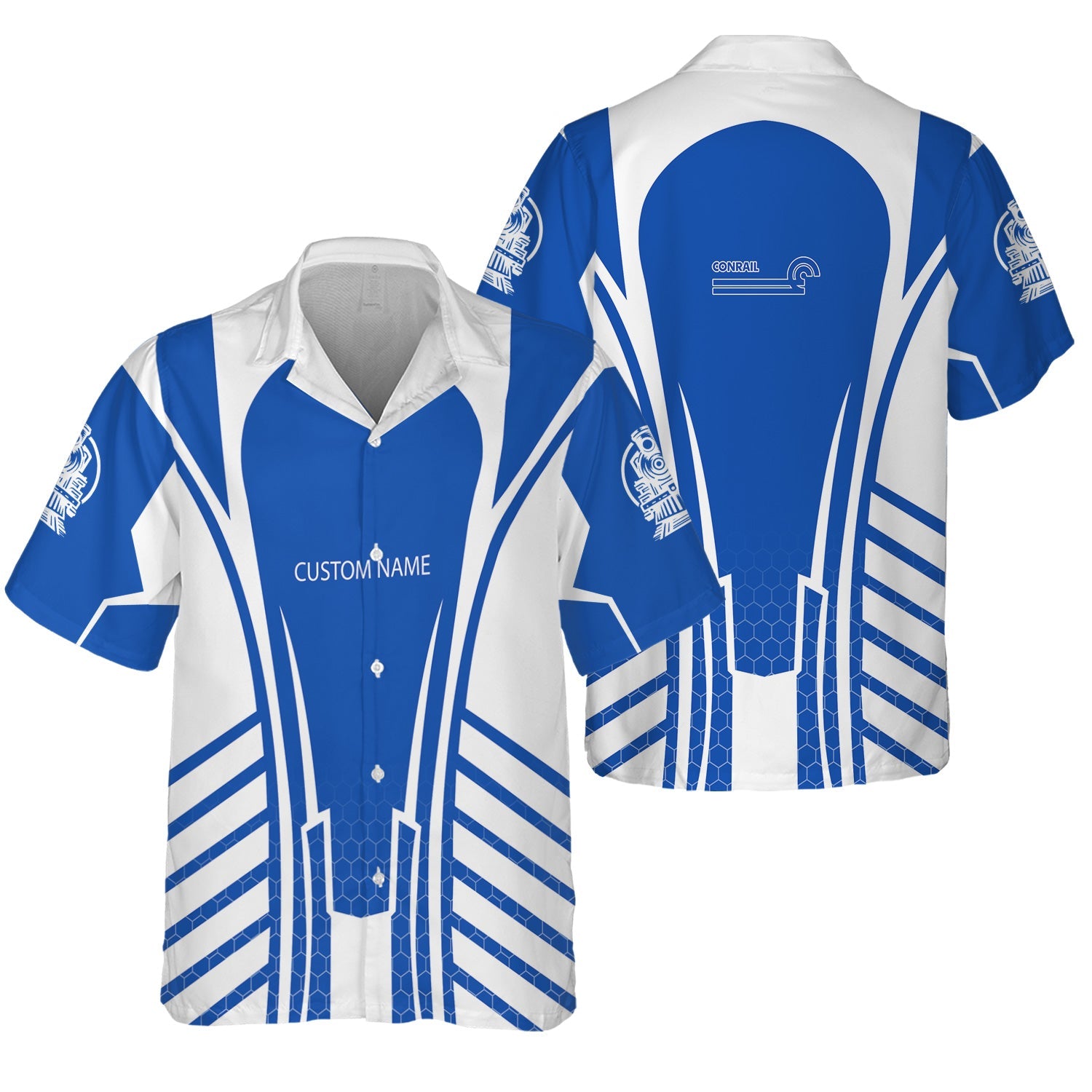 Railspirit Personalized Conrail Railroad Hawaiian Shirt Striped Railroad Style Train Shirt All Over Print