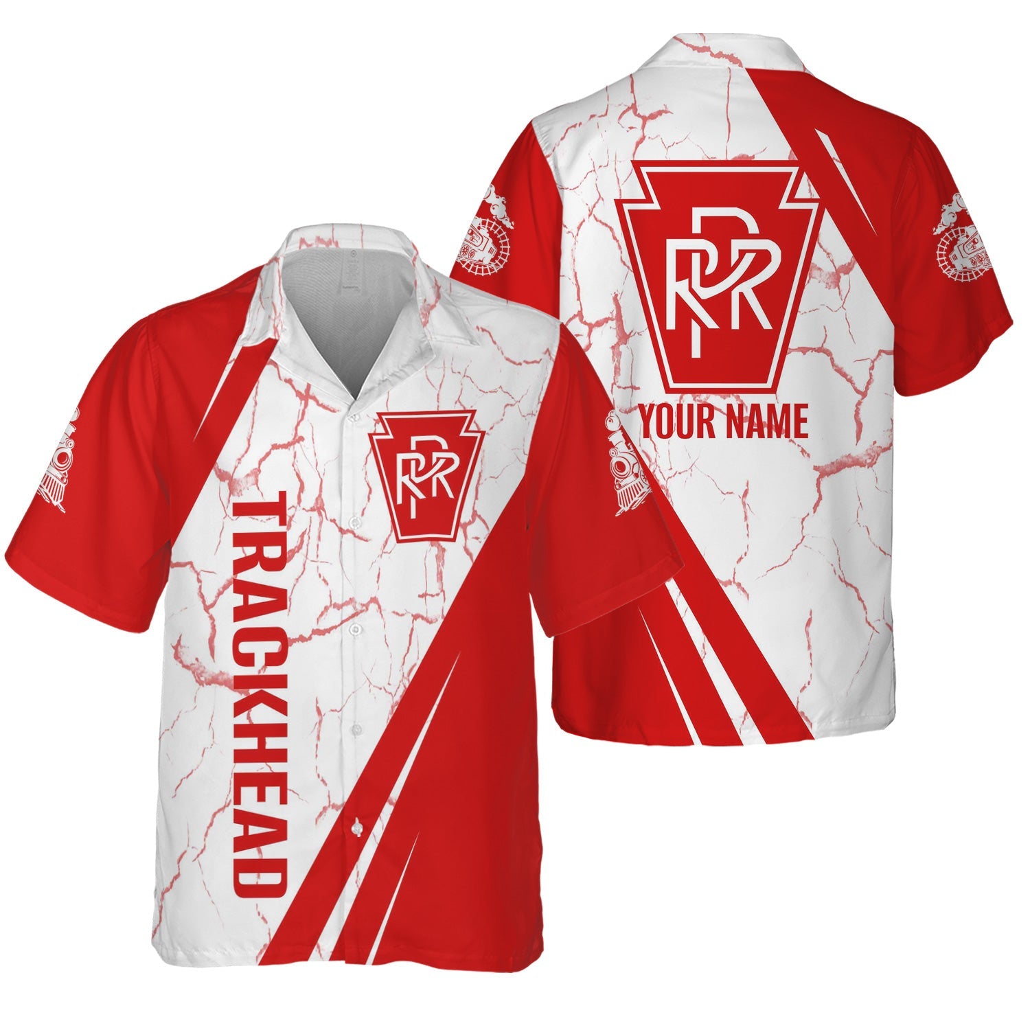 Railspirit Personalized Pennsylvania Railroad Hawaiian Shirt Crackle Texture Style Shirt For Trackhead