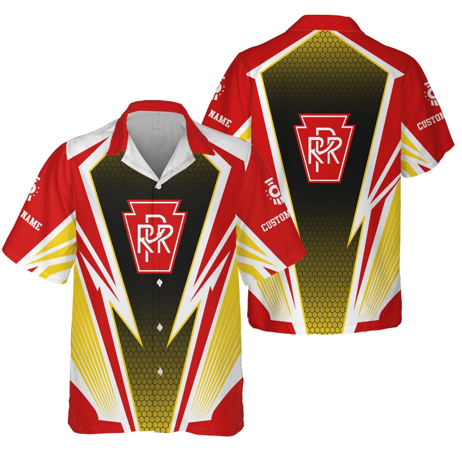 Railspirit Personalized Pennsylvania Railroad Hawaiian Shirt Lightning Graphic Style Shirt Gift Idea For Train Lover