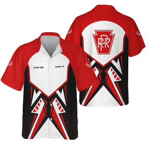 Railspirit Personalized Pennsylvania Railroad Hawaiian Shirt Vibriant Style with Custom Position Train Shirt