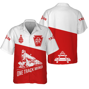 Railspirit Personalized Pennsylvania Railroad Hawaiian Shirt One Track Mind Unisex Train Shirt Gift Idea For Train Lover
