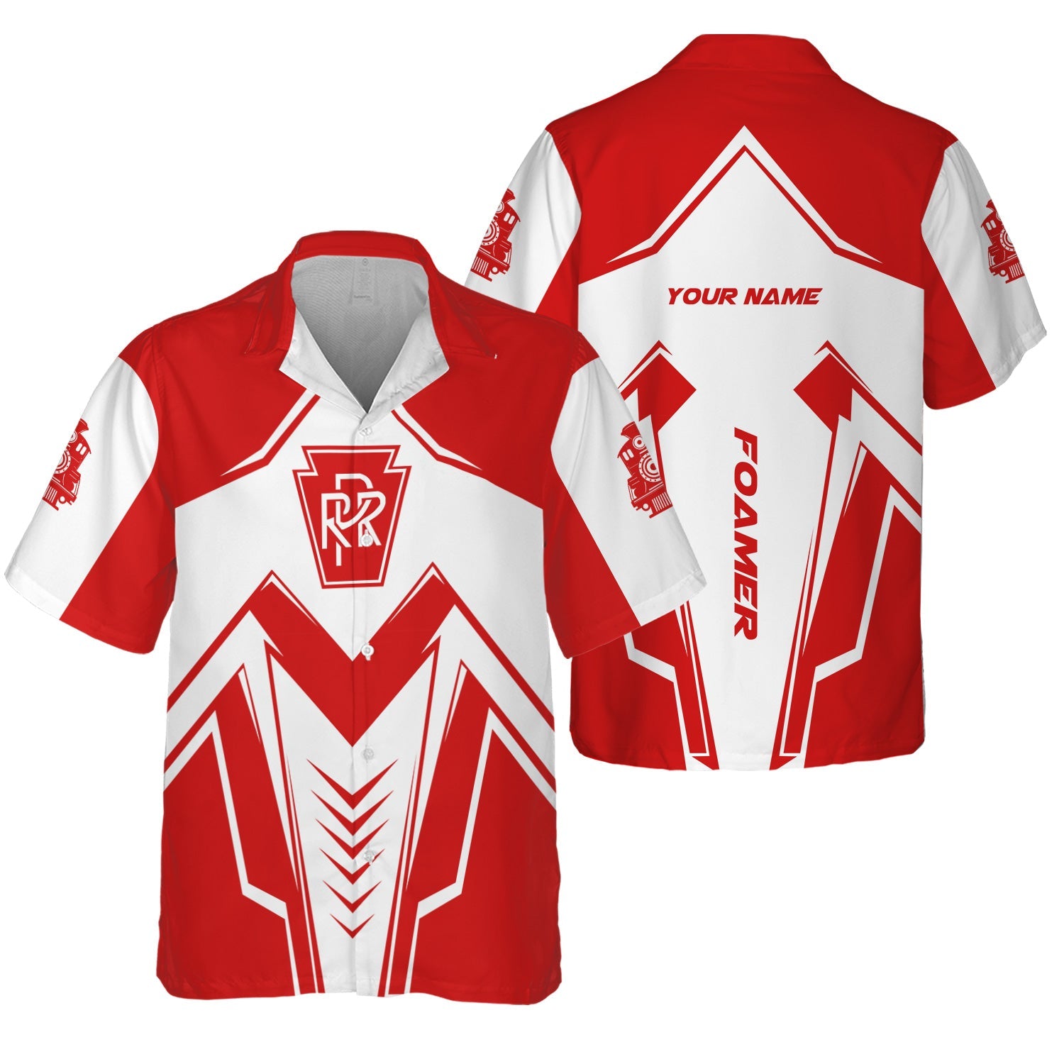 Railspirit Personalized Pennsylvania Railroad Hawaiian Shirt Railway Trainspotter Style Shirt Gift Idea For Foamers