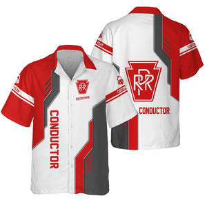 Railspirit Personalized Pennsylvania Railroad Hawaiian Shirt Unique Railway Style with Custom Job Train Shirt