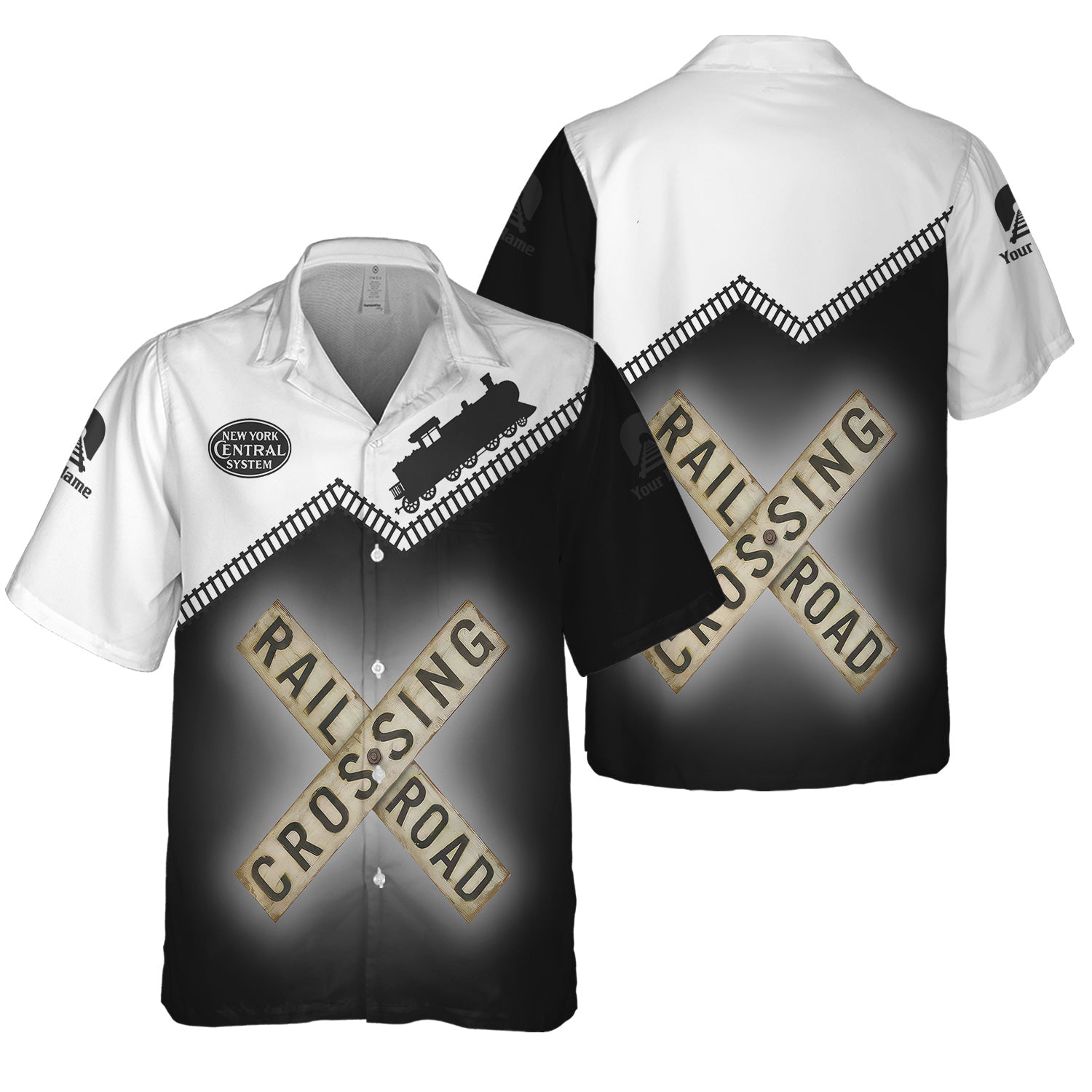 Railspirit Personalized New York Central Railroad Hawaiian Shirt Railroad Crossing Printed Train Track Shirt