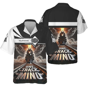 Railspirit Personalized New York Central Railroad Hawaiian Shirt One Track Mind Train Printed Shirt