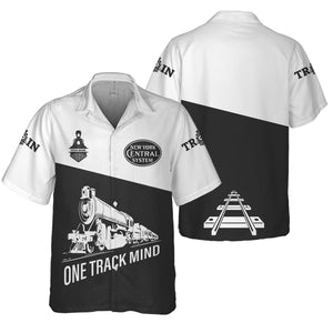 Railspirit Personalized New York Central Railroad Hawaiian Shirt One Track Mind Unisex Train Shirt Gift Idea For Train Lover