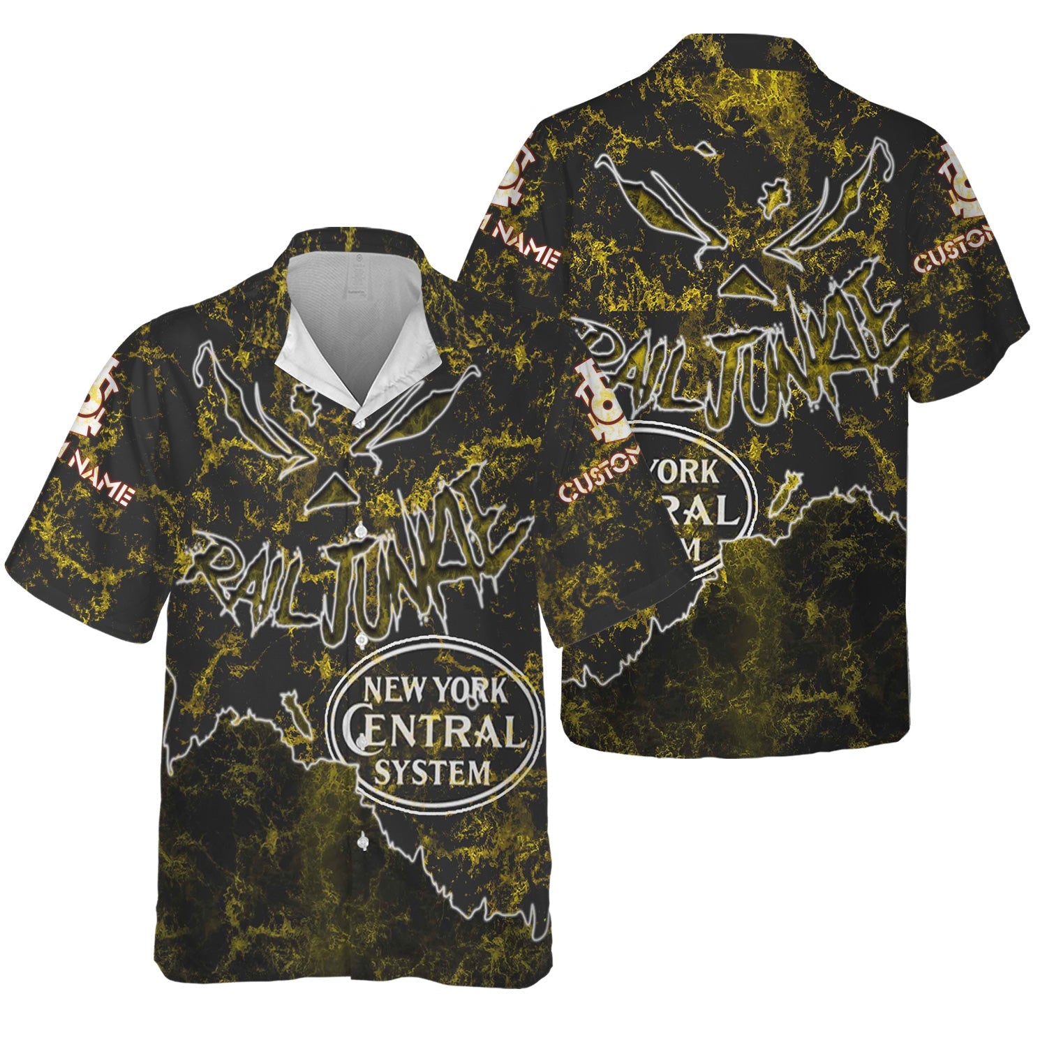 Railspirit Personalized New York Central Railroad Hawaiian Shirt Torn Graphic Style Train Shirt For Rail Junkie