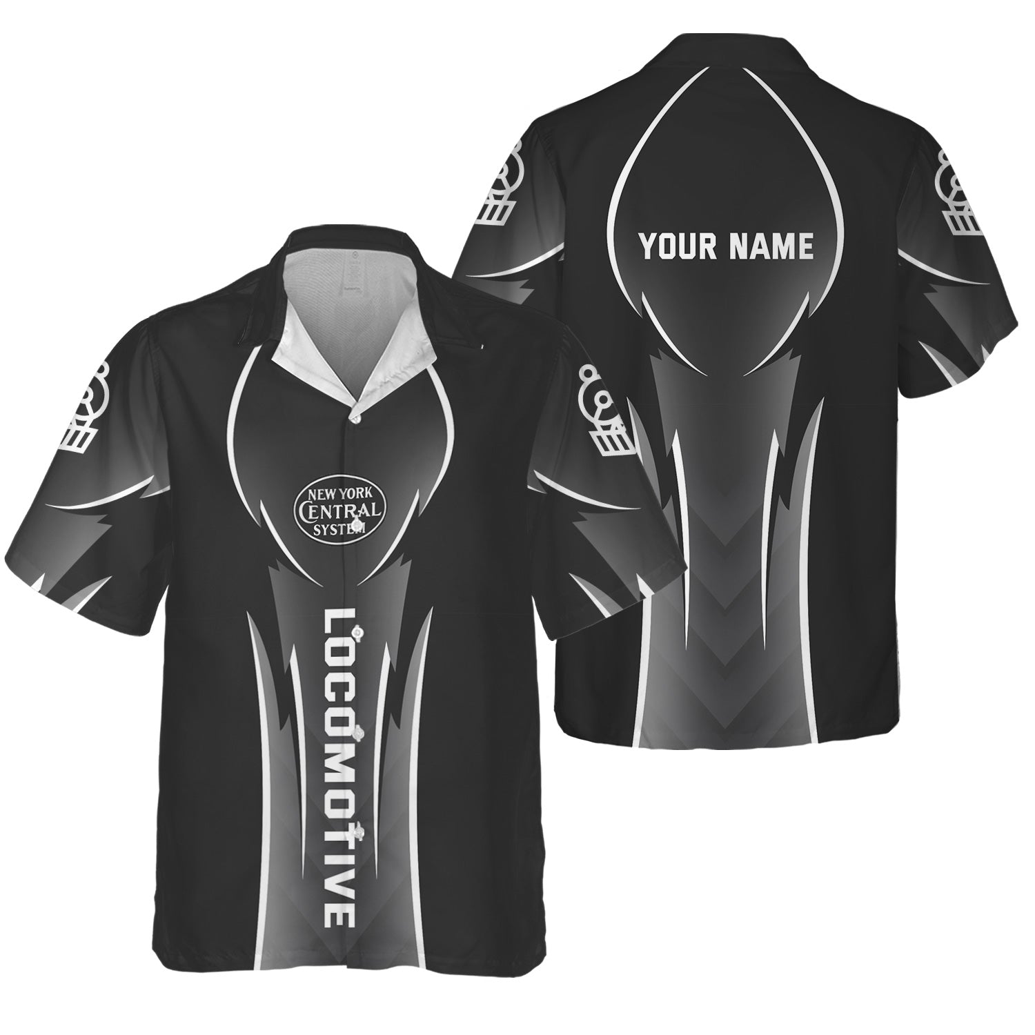 Railspirit Personalized New York Central Railroad Hawaiian Shirt Striking Line Style Train Shirt For Locomotive Lovers