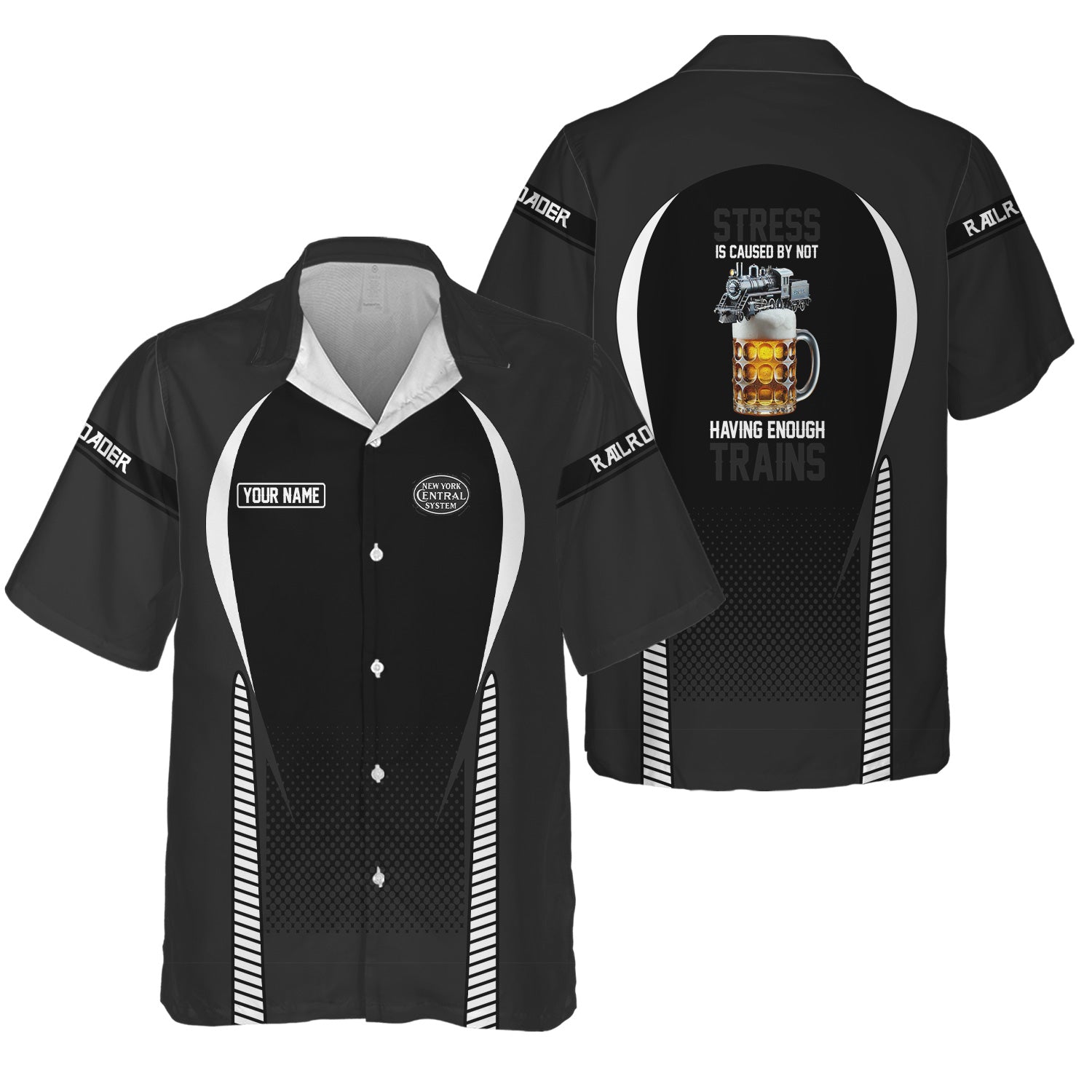 Railspirit  Personalized  New York Central Railroad Hawaiian Shirt  Stress Is Caused By Not Having Enough Trains  Shirt All Over Print