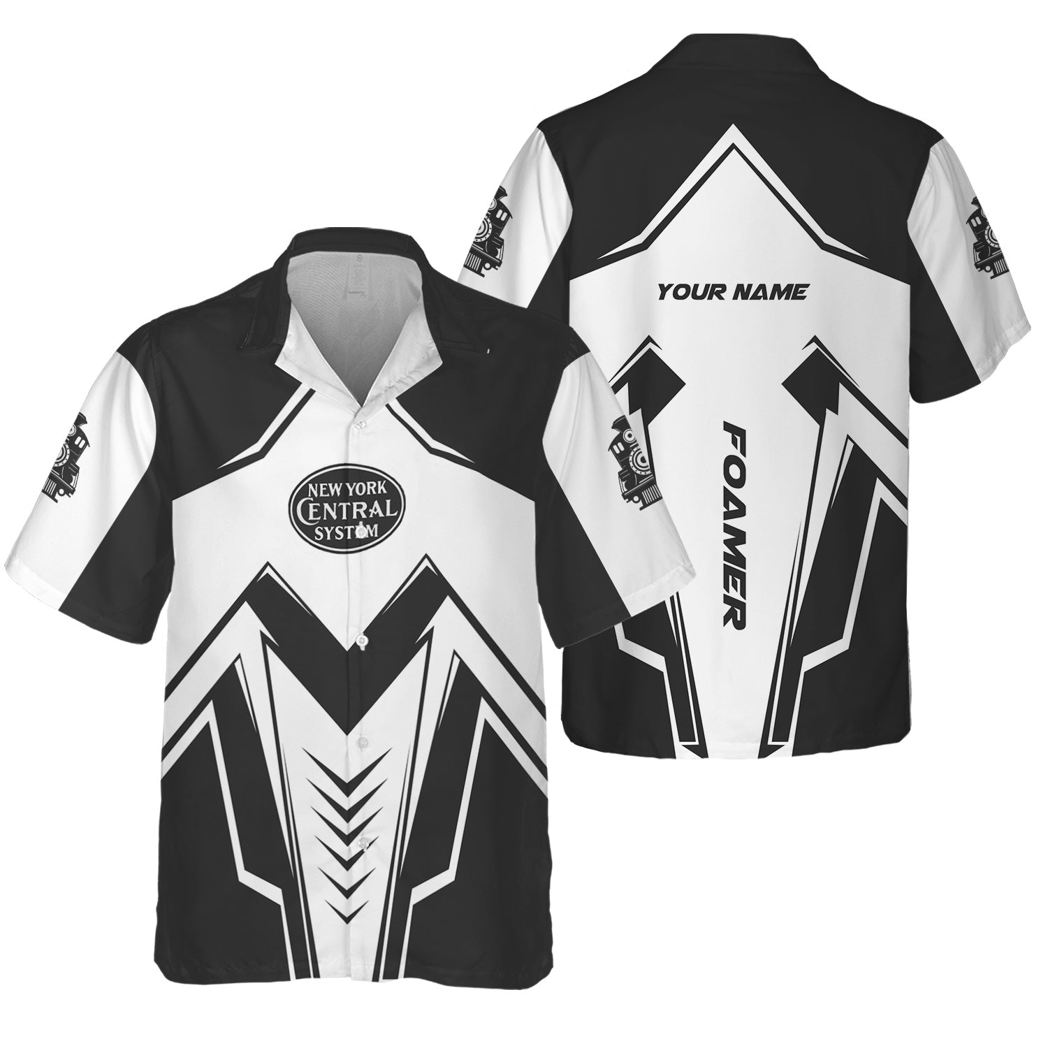 Railspirit Personalized New York Central Railroad Hawaiian Shirt Railway Trainspotter Style Shirt Gift Idea For Foamers