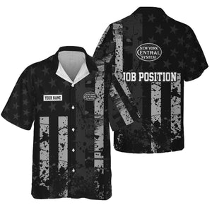 Railspirit Personalized New York Central Railroad Hawaiian Shirt Artistic Paint American Flag Style Train Shirt