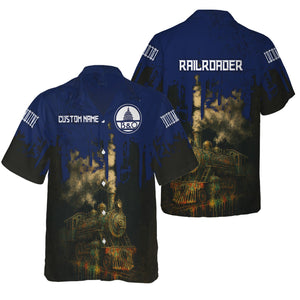 Railspirit Personalized Baltimore and Ohio Railroad Hawaiian Shirt Vintage Train Art Style B&O Shirt For Locomotive Fans
