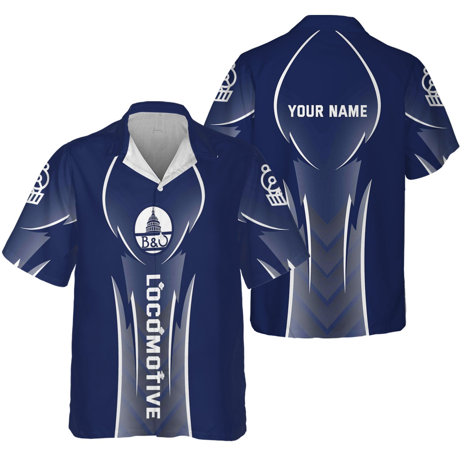 Railspirit Personalized Baltimore and Ohio Railroad Hawaiian Shirt Striking Line Style B&O Train Shirt For Locomotive Lovers