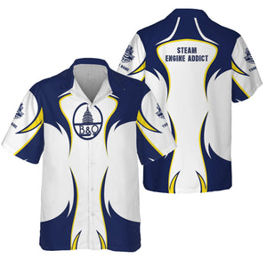 Railspirit Personalized Baltimore and Ohio Railroad Hawaiian Shirt Distinctive Flame Style B&O Shirt For Steam Engine Addict