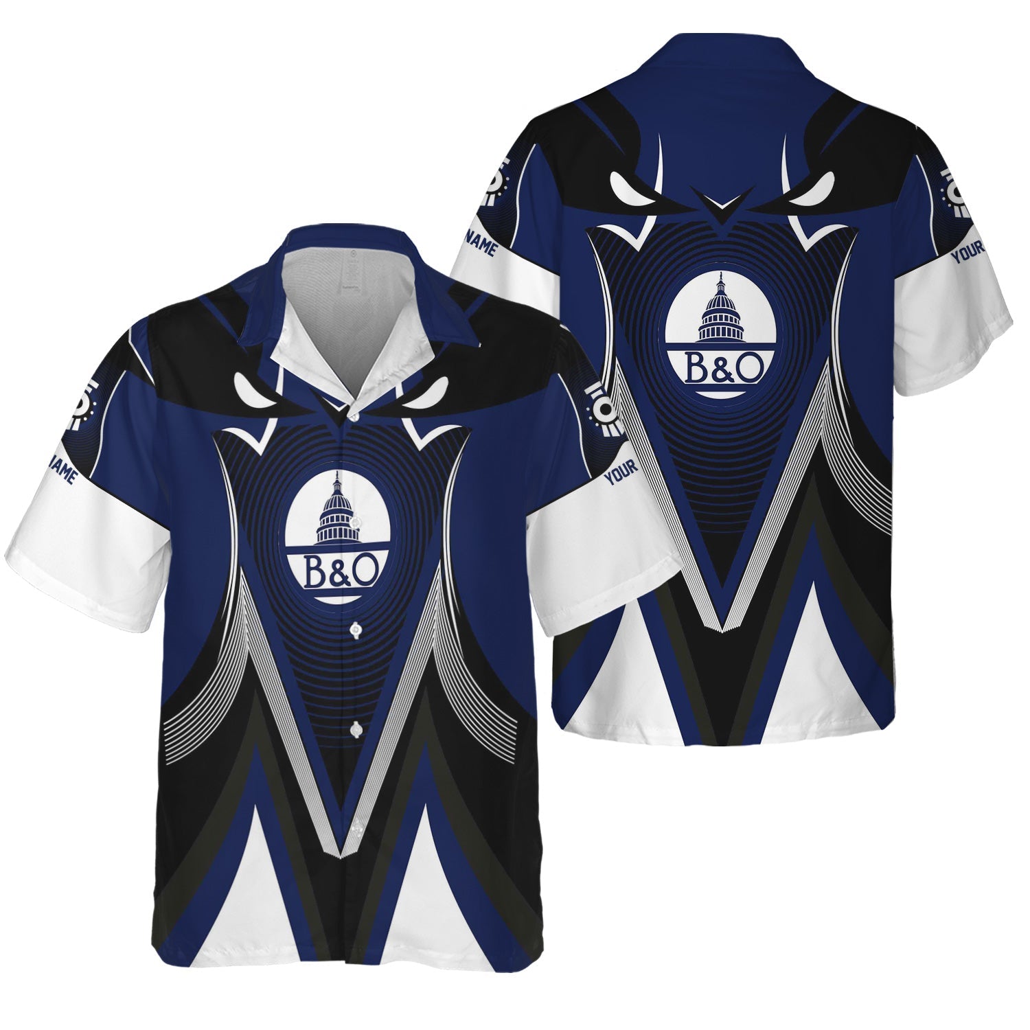 Railspirit Personalized Baltimore and Ohio Railroad Hawaiian Shirt Vibrant Graphic Pattern B&O Shirt For Train Enthusiasts