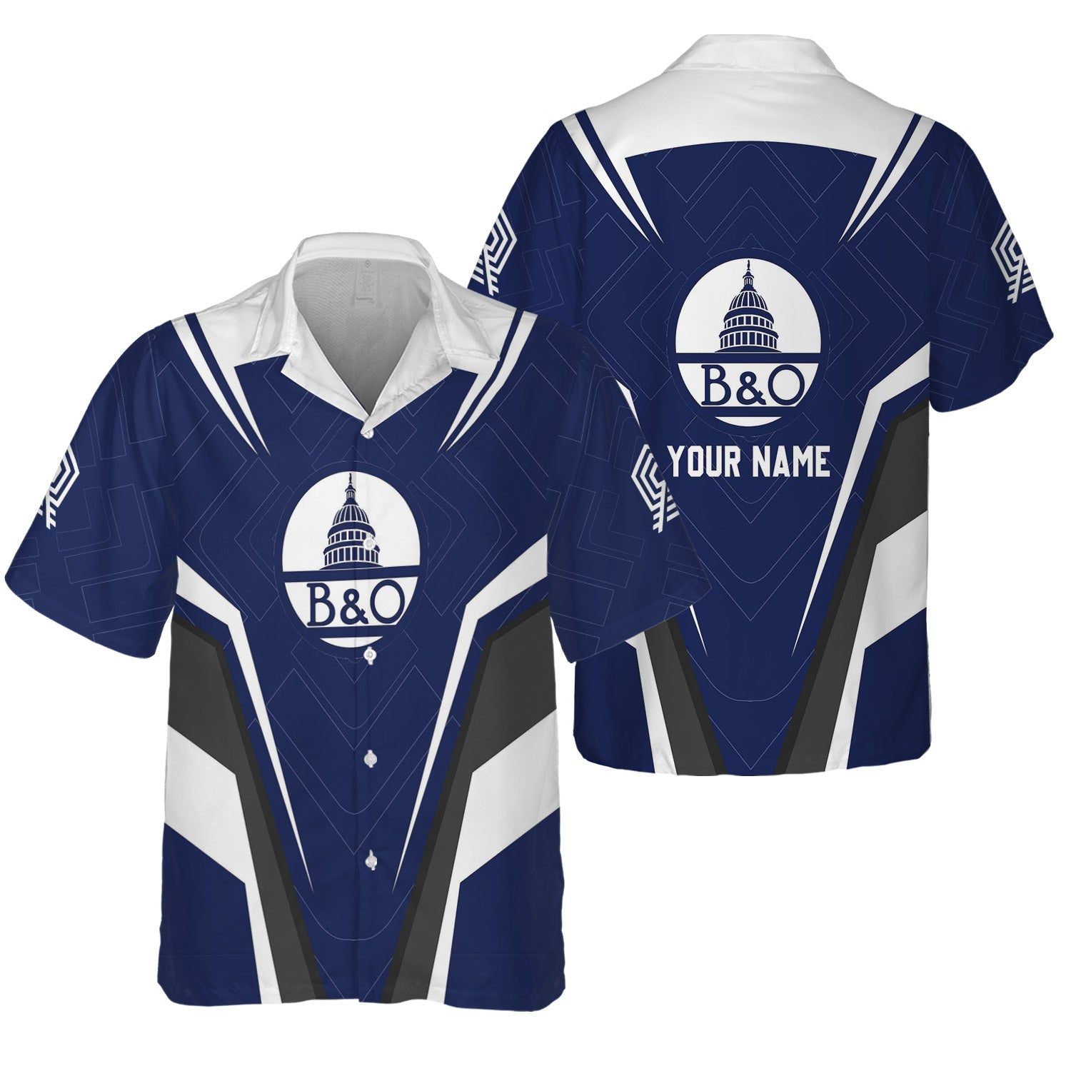 Railspirit Personalized Baltimore and Ohio Railroad Hawaiian Shirt Railway Inspired Apparel B&O Train Shirt For Train Lovers