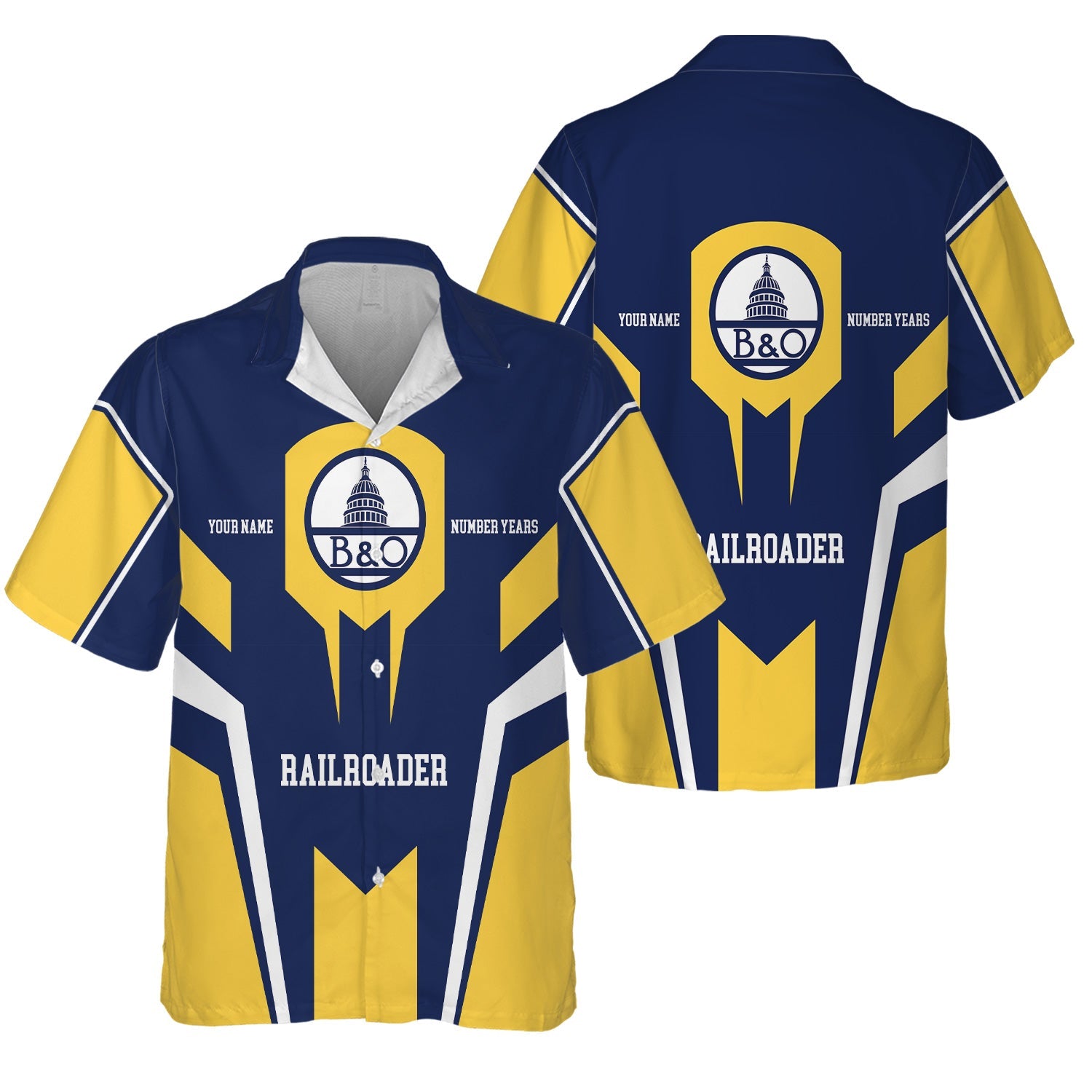 Railspirit Personalized Baltimore and Ohio Railroad Hawaiian Shirt Custom Year Railroader B&O Shirt Gift Idea For Train Lover