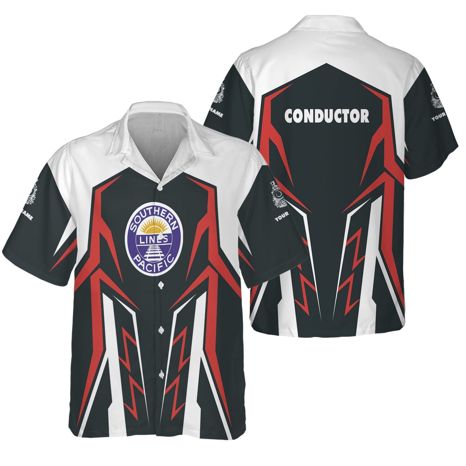 Railspirit Personalized Southern Pacific Railroad Hawaiian Shirt Futuristic Design with Custom Job Train Shirt