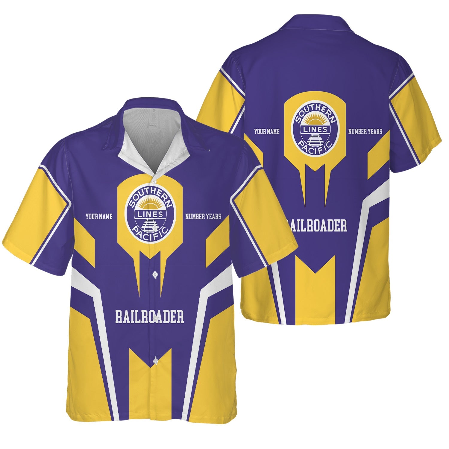 Railspirit Personalized Southern Pacific Railroad Hawaiian Shirt Custom Year Railroader Shirt Gift Idea For Train Lover