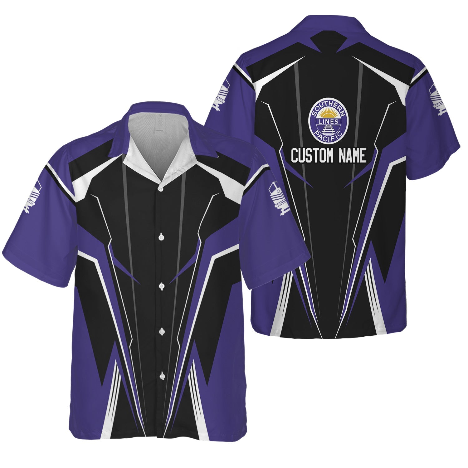 Railspirit Personalized Southern Pacific Railroad Hawaiian Shirt Lightning-Edge Design Train Shirt For Railroad Lovers