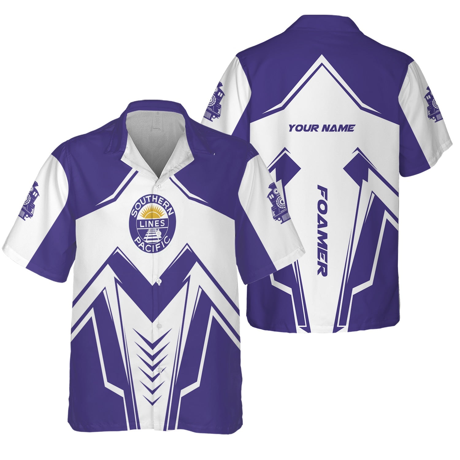 Railspirit Personalized Southern Pacific Railroad Hawaiian Shirt Railway Trainspotter Style Shirt Gift Idea For Foamers