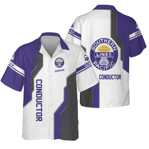 Railspirit Personalized Southern Pacific Railroad Hawaiian Shirt Unique Railway Style with Custom Job Train Shirt