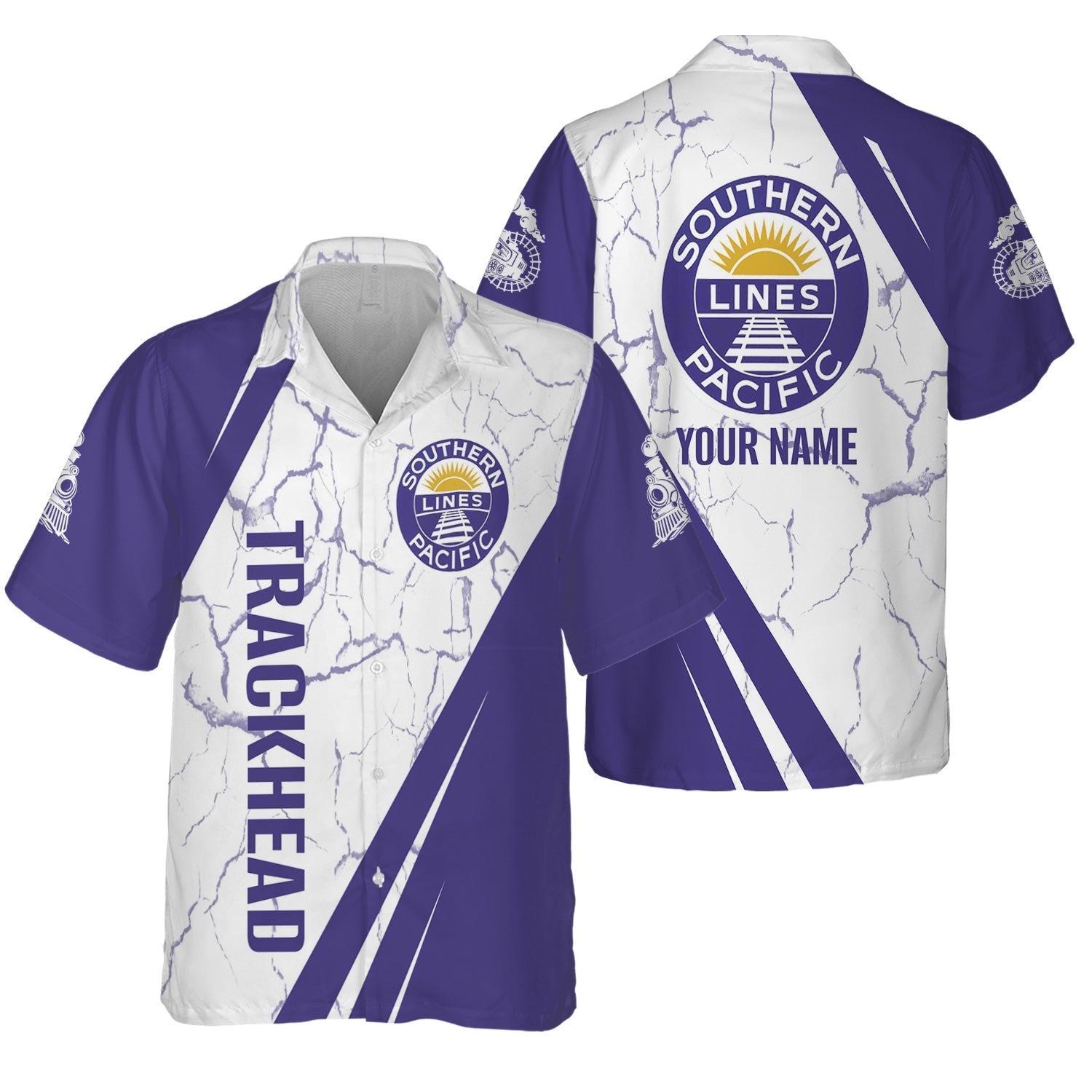 Railspirit Personalized Southern Pacific Railroad Hawaiian Shirt Crackle Texture Style Shirt For Trackhead