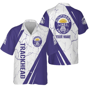 Railspirit Personalized Southern Pacific Railroad Hawaiian Shirt Crackle Texture Style Shirt For Trackhead