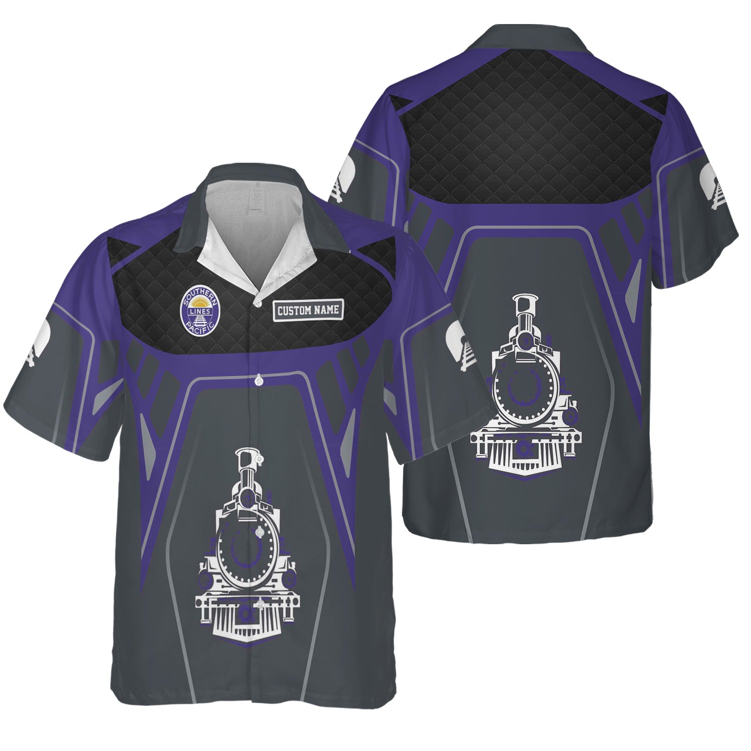 Railspirit Personalized Southern Pacific Railroad Hawaiian Shirt Steam Locomotive Engine Graphic Train Shirt All Over Print