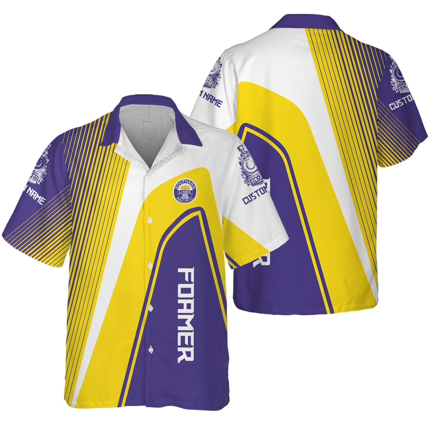 Railspirit Personalized Southern Pacific Railroad Hawaiian Shirt Vibrant Striking Style Shirt For Rail Enthusiasts