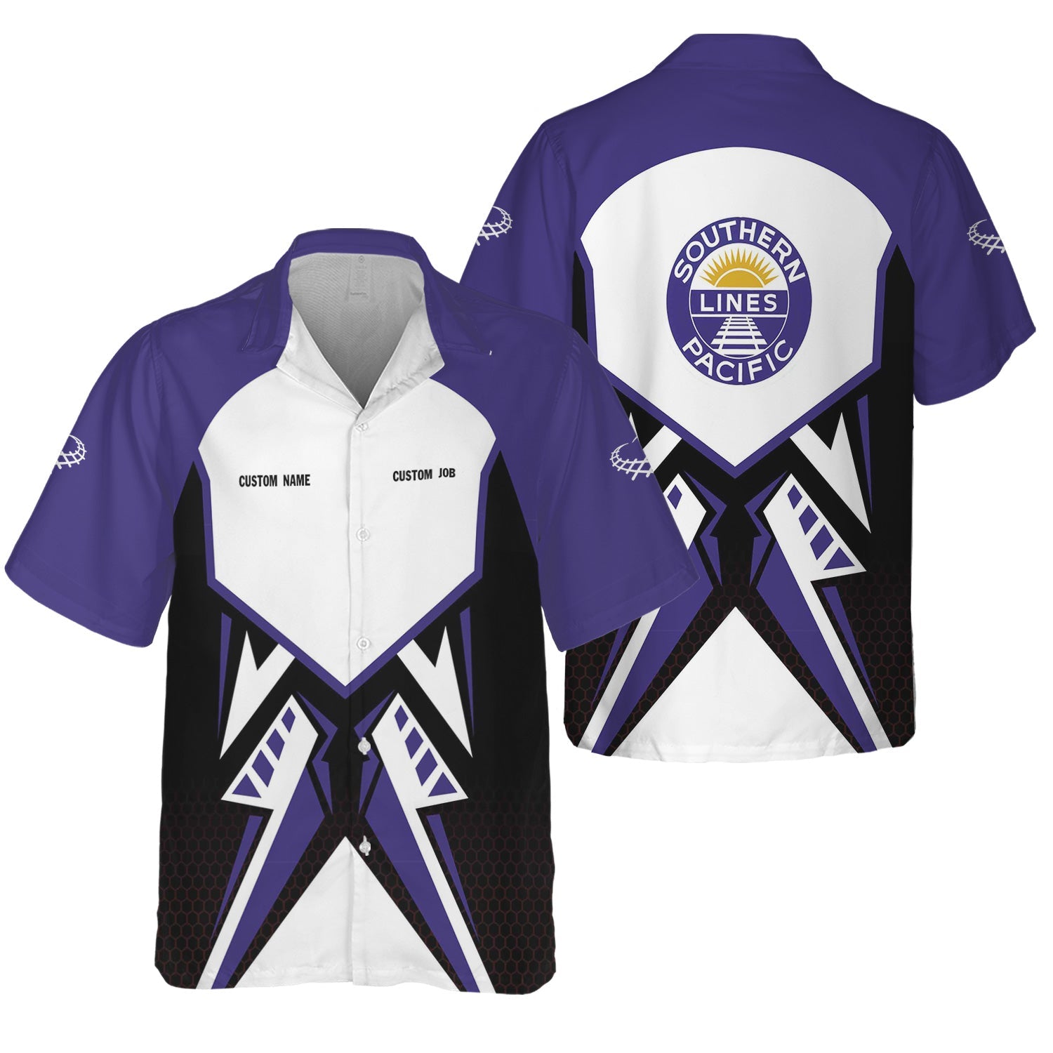 Railspirit Personalized Southern Pacific Railroad Hawaiian Shirt Vibriant Style with Custom Position Train Shirt