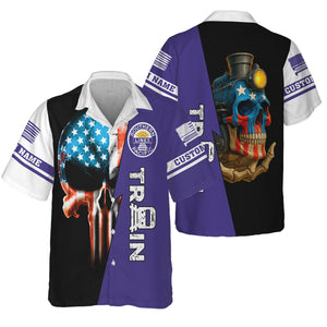 Railspirit Personalized Southern Pacific Railroad Hawaiian Shirt Train Skull American Flag Shirt All Over Print
