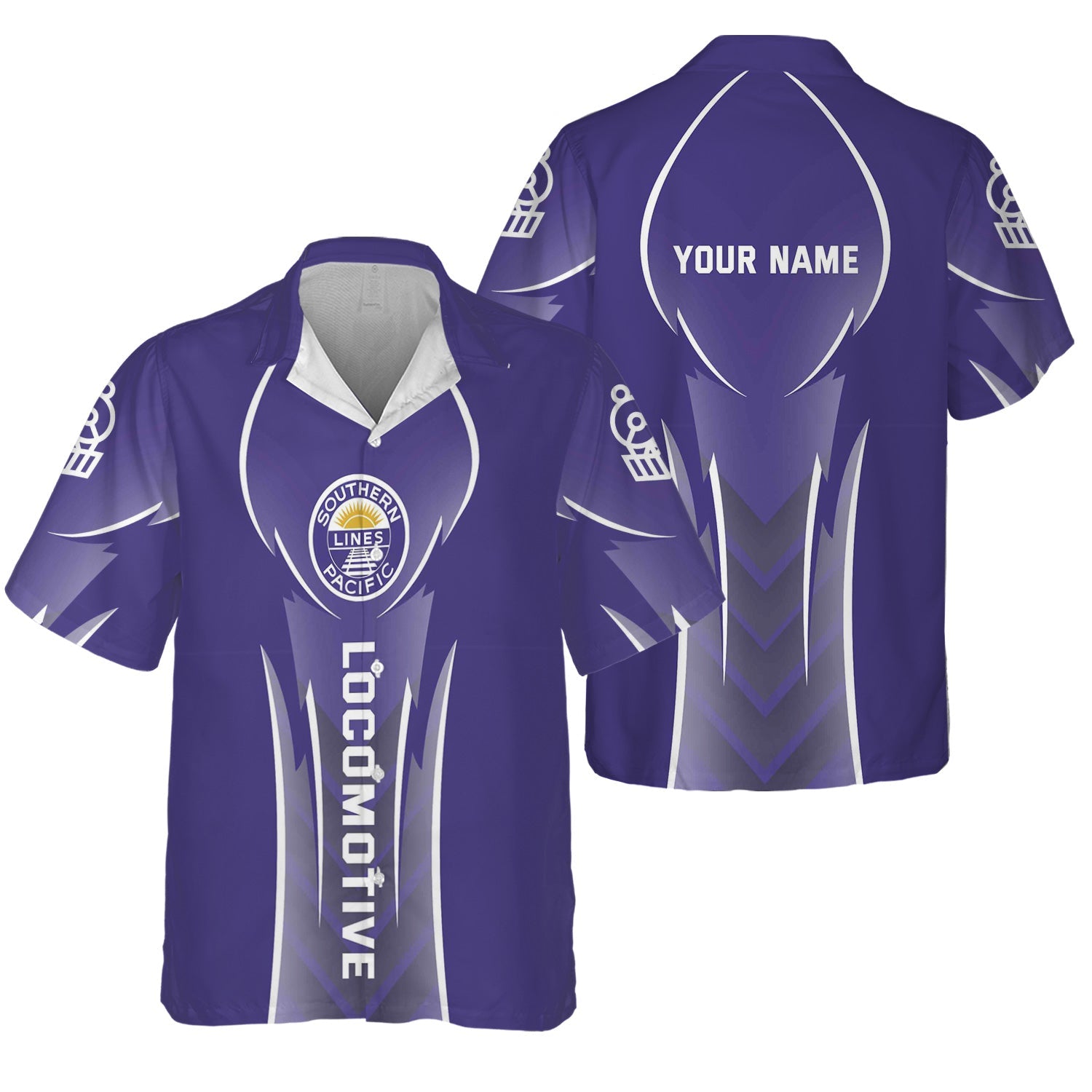 Railspirit Personalized Southern Pacific Railroad Hawaiian Shirt Striking Line Style Train Shirt For Locomotive Lovers