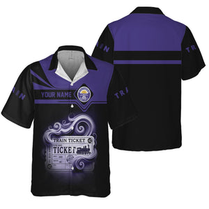 Railspirit Personalized Southern Pacific Railroad Hawaiian Shirt Train Ticket American Locomotive Printed Train