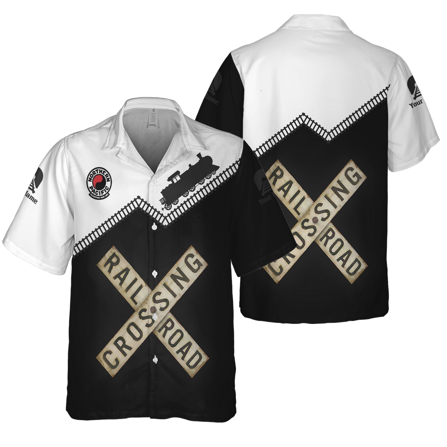 Railspirit Personalized Northern Pacific Railway Hawaiian Shirt Railroad Crossing Printed Train Track Shirt