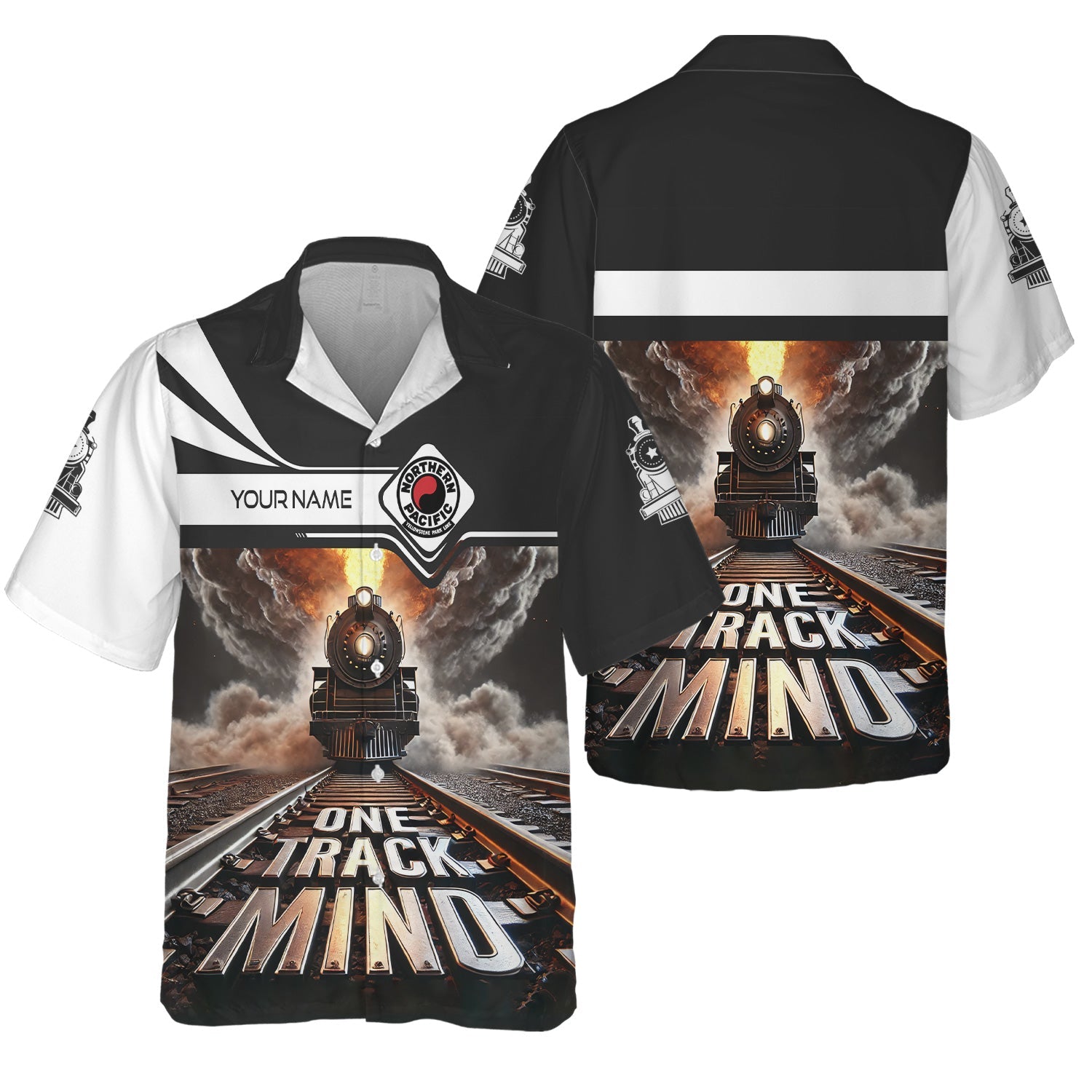 Railspirit Personalized Northern Pacific Railway Hawaiian Shirt One Track Mind Train Printed Shirt