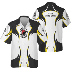 Railspirit Personalized Northern Pacific Railway Hawaiian Shirt Distinctive Flame Style Shirt For Steam Engine Addict