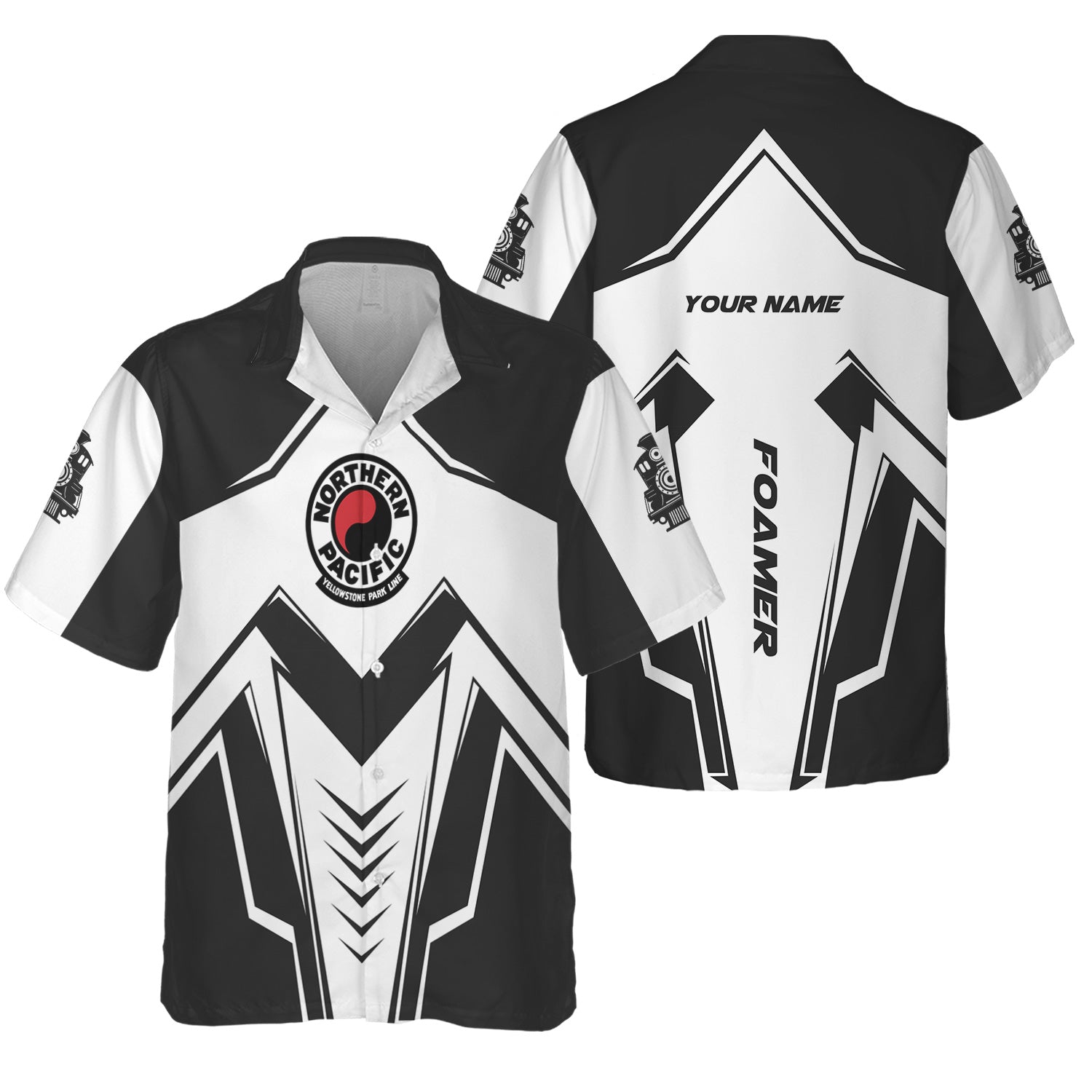 Railspirit Personalized Northern Pacific Railway Hawaiian Shirt Railway Trainspotter Style Shirt Gift Idea For Foamers