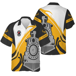 Railspirit Personalized Northern Pacific Railway Hawaiian Shirt Flame-Inspired Style Shirt Gift Idea For Train Lovers