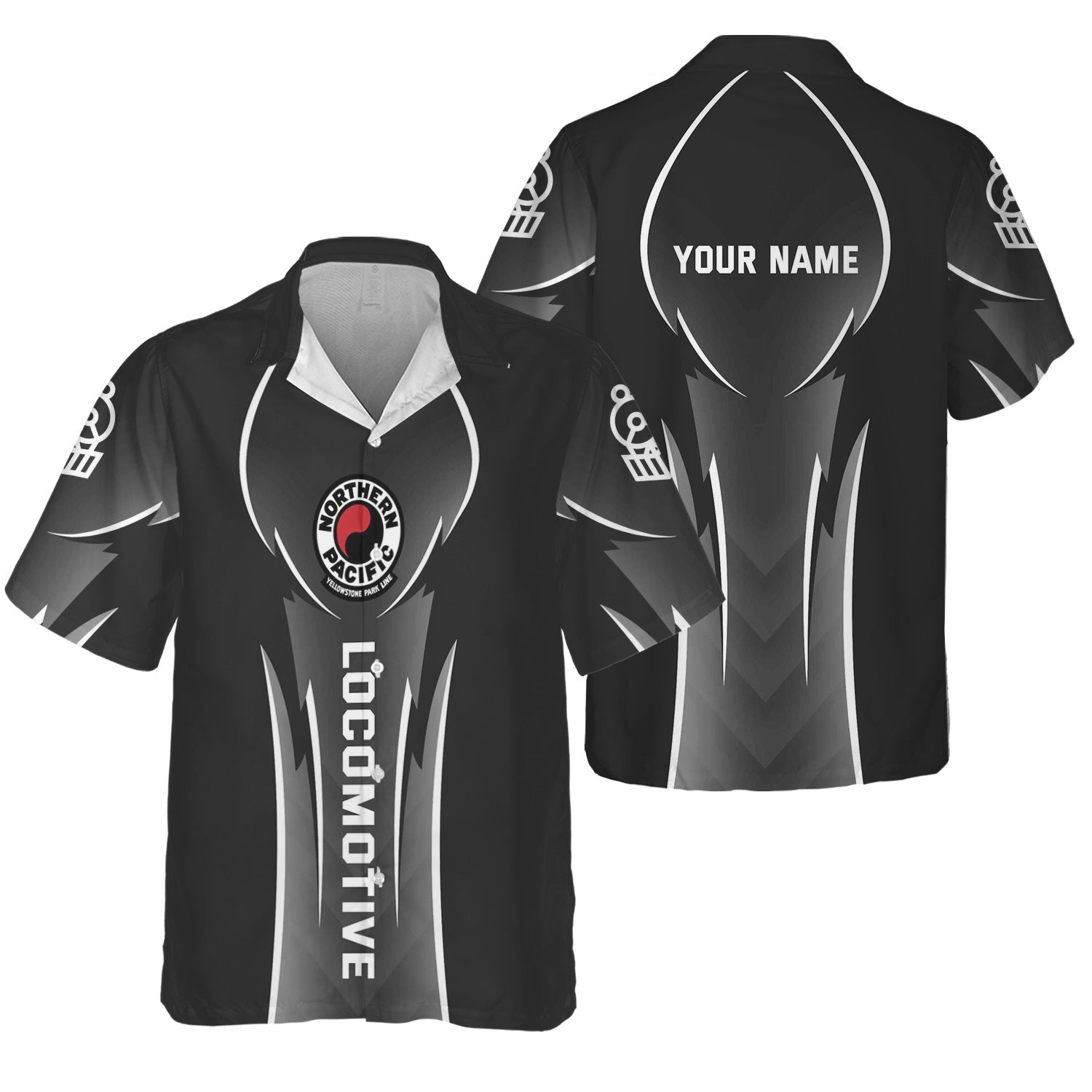 Railspirit Personalized Northern Pacific Railway Hawaiian Shirt Striking Line Style Train Shirt For Locomotive Lovers