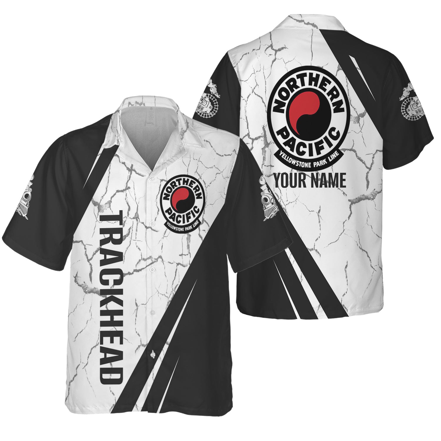 Railspirit Personalized Northern Pacific Railway Hawaiian Shirt Crackle Texture Style Shirt For Trackhead