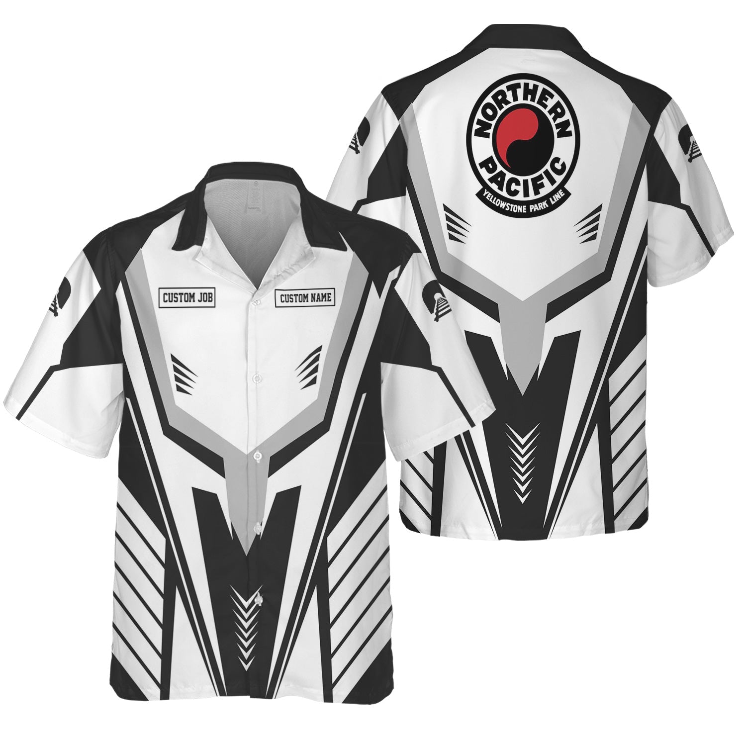 Railspirit Personalized Northern Pacific Railway Hawaiian Shirt Workwear-Inspired with Custom Position Train Shirt