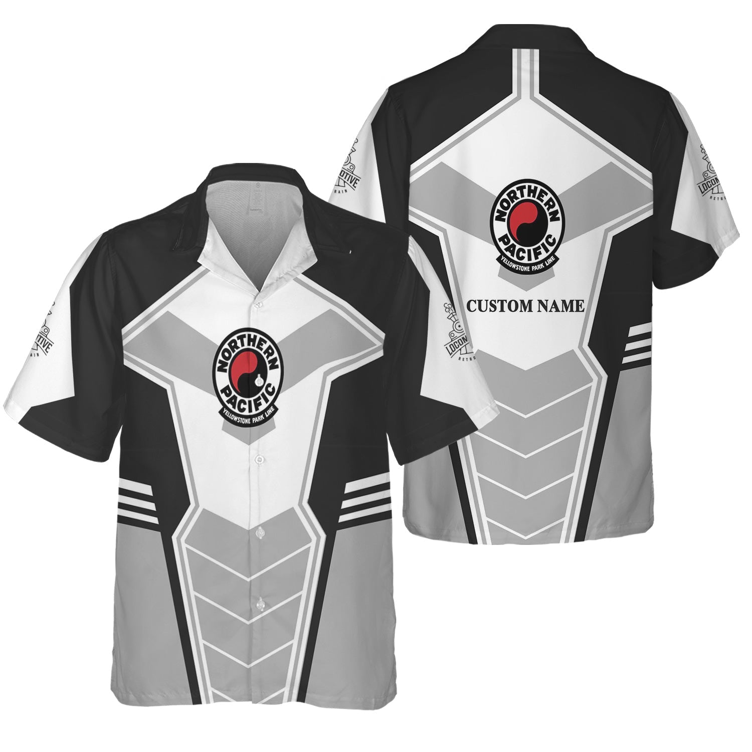 Railspirit Personalized Northern Pacific Railway Hawaiian Shirt Engine-Inspired Style Train Shirt for Railroad Fanatic