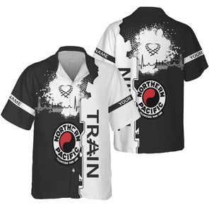 Railspirit Personalized Northern Pacific Railway Hawaiian Shirt Engine Heartbeat and Track Love Style Shirt Gift Idea For Train Lovers